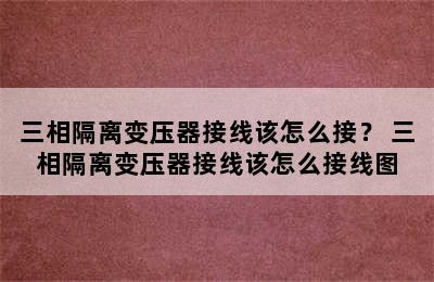 三相隔离变压器接线该怎么接？ 三相隔离变压器接线该怎么接线图